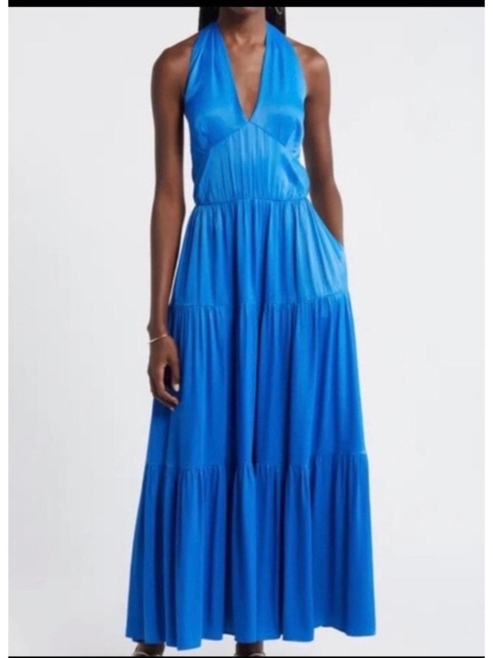 Nordstrom Cobalt Blue Halter Maxi Dress sz XS NWT